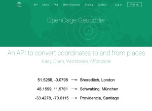 How opencagedata.com looks like on a tablet such as an iPad.
