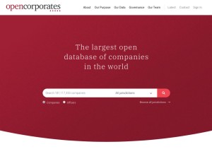 How opencorporates.com looks like on a tablet such as an iPad.