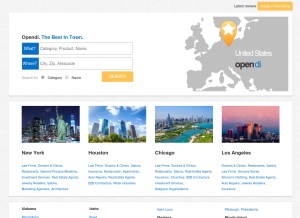 How opendi.us looks like on a tablet such as an iPad.