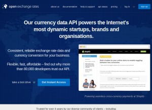 How openexchangerates.org looks like on a tablet such as an iPad.