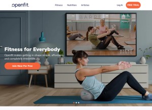 How openfit.com looks like on a tablet such as an iPad.