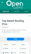 How opengapps.org looks like on a mobile device such as an iPhone.