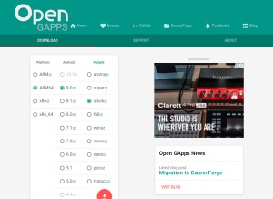 How opengapps.org looks like on a tablet such as an iPad.