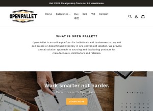How openpallet.com looks like on a tablet such as an iPad.