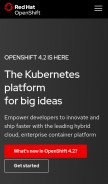 How openshift.com looks like on a mobile device such as an iPhone.