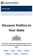 How openstates.org looks like on a mobile device such as an iPhone.