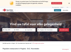 How opentable.nl looks like on a tablet such as an iPad.