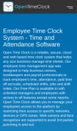 How opentimeclock.com looks like on a mobile device such as an iPhone.