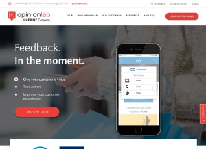 How opinionlab.com looks like on a tablet such as an iPad.