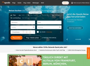 How opodo.de looks like on a tablet such as an iPad.