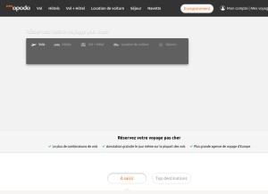 How opodo.fr looks like on a tablet such as an iPad.