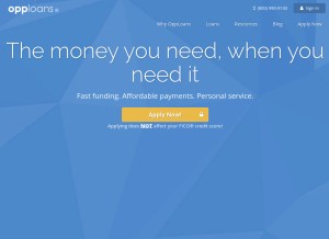 How opploans.com looks like on a tablet such as an iPad.