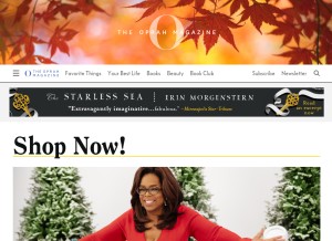 How oprahmag.com looks like on a tablet such as an iPad.