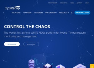 How opsramp.com looks like on a tablet such as an iPad.