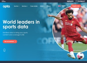 How optasports.com looks like on a tablet such as an iPad.
