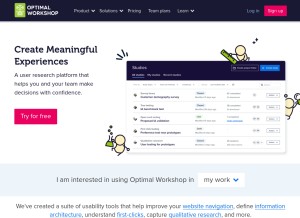 How optimalworkshop.com looks like on a tablet such as an iPad.