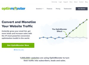 How optinmonster.com looks like on a tablet such as an iPad.