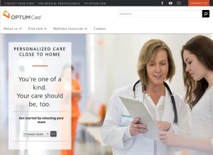 How optumcare.com looks like on a tablet such as an iPad.