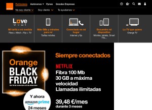 How orange.es looks like on a tablet such as an iPad.