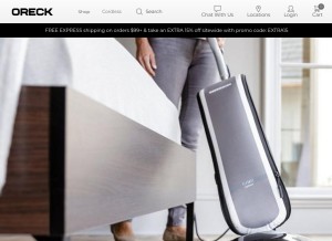How oreck.com looks like on a tablet such as an iPad.