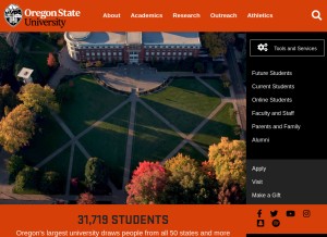 How oregonstate.edu looks like on a tablet such as an iPad.