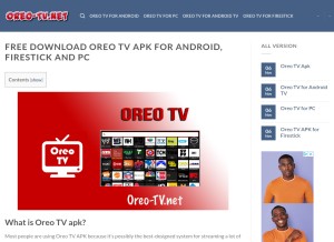 How oreo-tv.net looks like on a tablet such as an iPad.