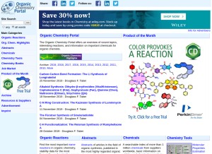 How organic-chemistry.org looks like on a tablet such as an iPad.