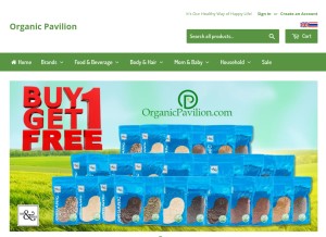How organicpavilion.com looks like on a tablet such as an iPad.