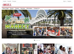 How orgill.com looks like on a tablet such as an iPad.