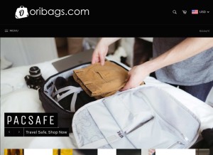 How oribags.com looks like on a tablet such as an iPad.