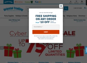 How orientaltradingcompany.com looks like on a tablet such as an iPad.
