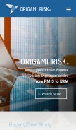 How origamirisk.com looks like on a mobile device such as an iPhone.