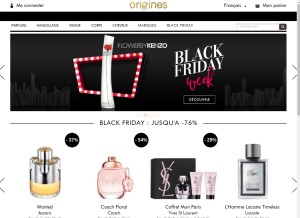 How origines-parfums.com looks like on a tablet such as an iPad.