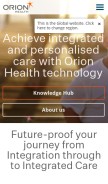 How orionhealth.com looks like on a mobile device such as an iPhone.