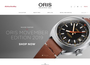 How oris.ch looks like on a tablet such as an iPad.