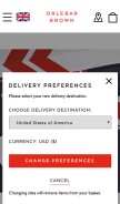 How orlebarbrown.com looks like on a mobile device such as an iPhone.