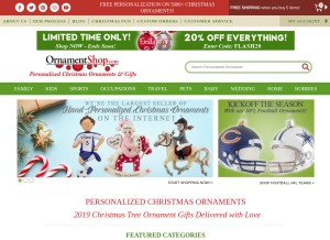 How ornamentshop.com looks like on a tablet such as an iPad.