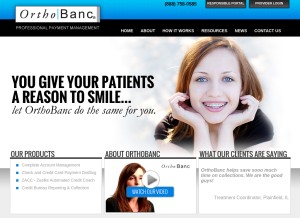 How orthobanc.com looks like on a tablet such as an iPad.