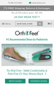 How orthofeet.com looks like on a mobile device such as an iPhone.