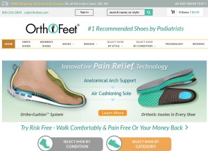 How orthofeet.com looks like on a tablet such as an iPad.