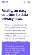 How osano.com looks like on a mobile device such as an iPhone.
