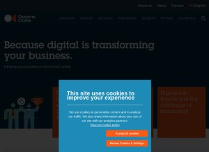 How osborneclarke.com looks like on a tablet such as an iPad.