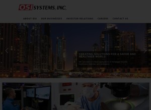 How osi-systems.com looks like on a tablet such as an iPad.