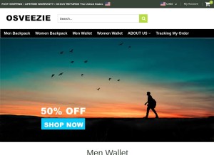 How osveezie.com looks like on a tablet such as an iPad.