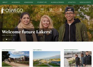 How oswego.edu looks like on a tablet such as an iPad.