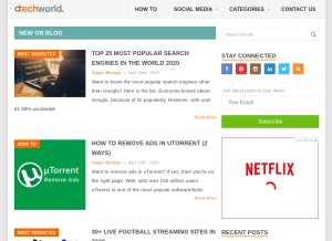 How otechworld.com looks like on a tablet such as an iPad.