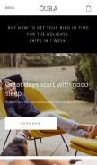 How ouraring.com looks like on a mobile device such as an iPhone.