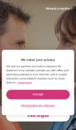 How ourtime.com looks like on a mobile device such as an iPhone.