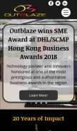 How outblaze.com looks like on a mobile device such as an iPhone.