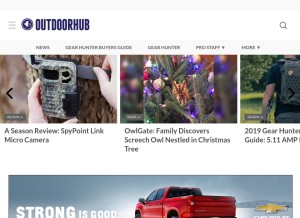 How outdoorhub.com looks like on a tablet such as an iPad.